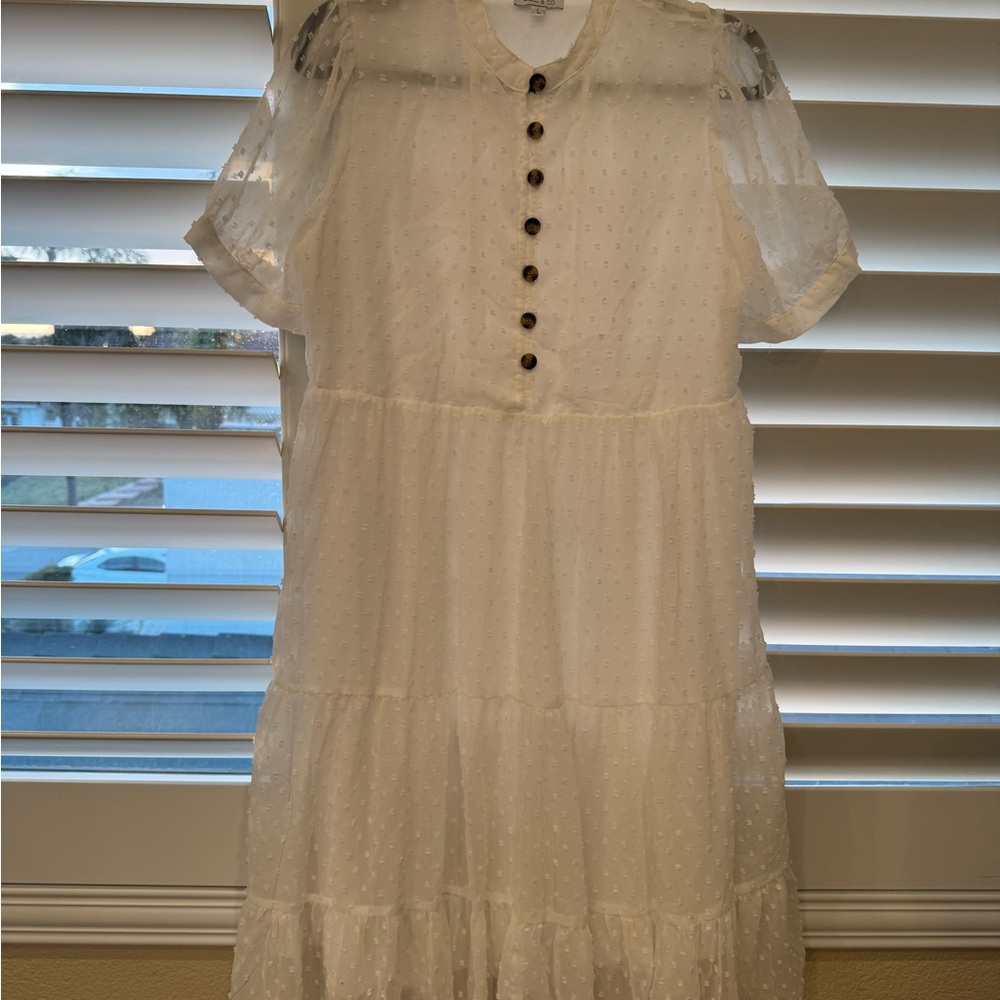 Elegant White Button-Down Dress